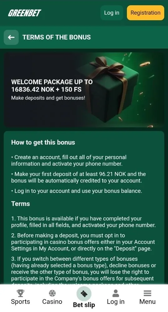 Greenbet promotions page with weekly cashback and reload offers